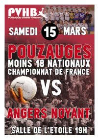 18 nationaux - Pouzauges reçoit Angers Noyant. Le samedi 15 mars 2014 à Pouzauges. Vendee.  19H00